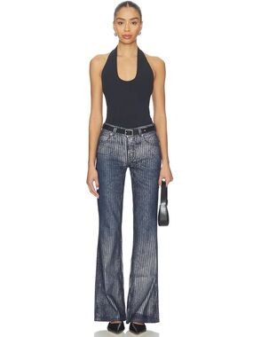 Pinstriped Metallic Jeans
